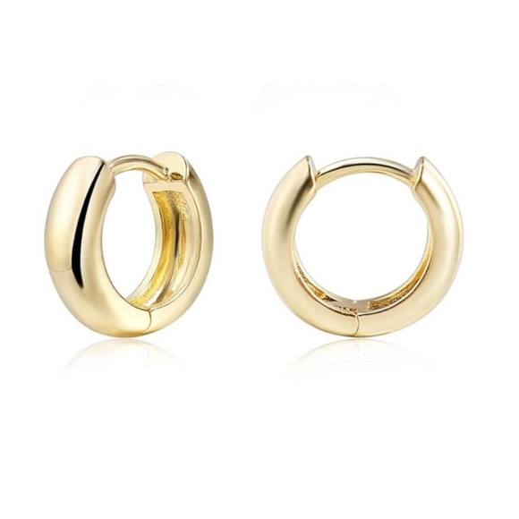 Chunky Gold Huggie Hoops - Picture 3 of 6